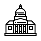 Capitol icon in black with white background