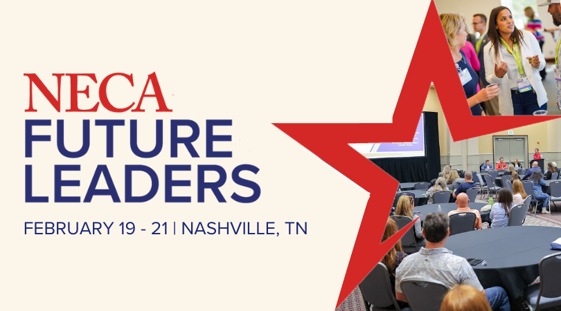 NECA Future Leaders Promotion Graphic with Logo and Conference Images