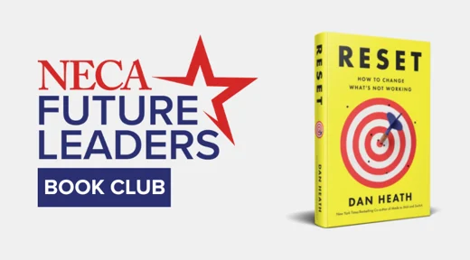 NECA Future Leaders Book Club Logo with Book: Reset by Dan Heath